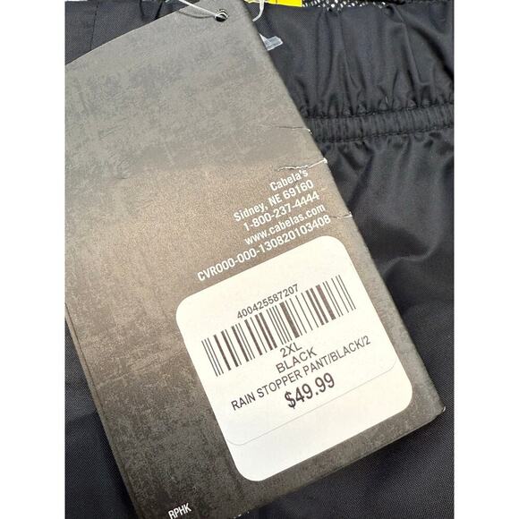 New with Tags Cabela's Black Rain Stopper Pants 2XLT - Picture 4 of 7